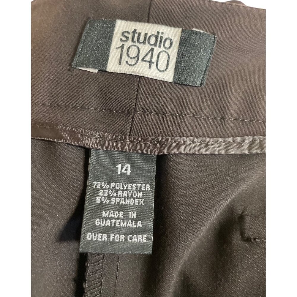 Studio 1940 Womens Size 14 Brown Solid Wide Leg Trouser Pants - Picture 5 of 6